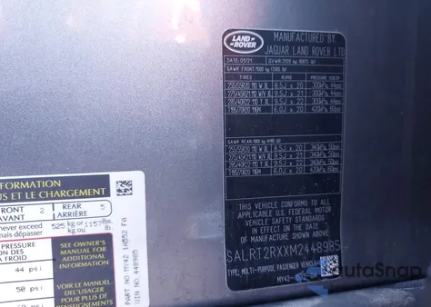 2021 Land Rover Discovery P300 S R-Dynamic from USA, damaged, VIN SALRT2RXXM2448985